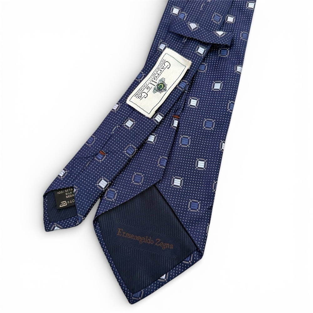 Ermenegildo Zegna Men's 100% Silk Made In Italy Blue Pattern‎ Tie